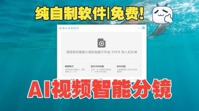 【纯自制,开箱即食】AI视频分镜,一键分割视频,素材镜头智能批量分割软件,智能镜头分割工具,批量处理全部视频,免费,免费,免费!!-大白白资源库