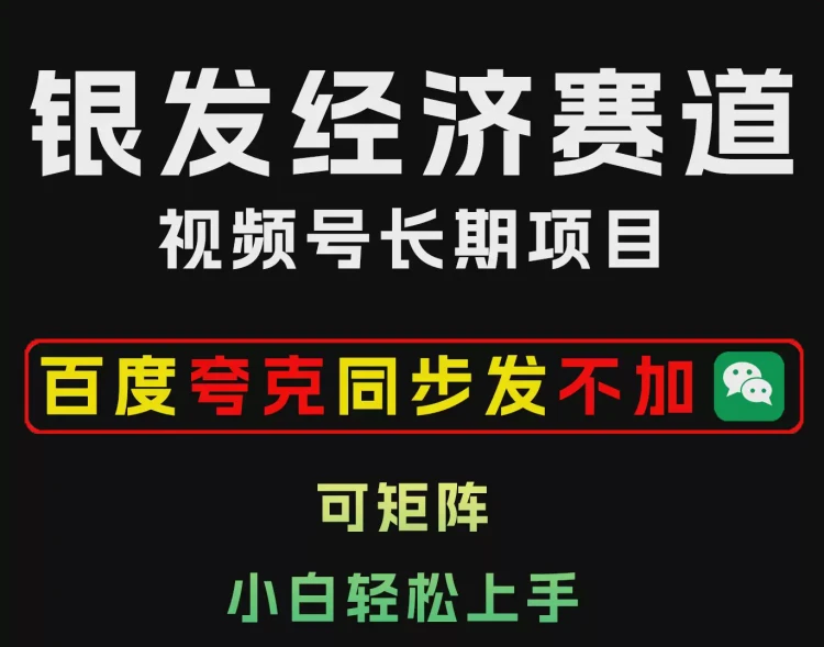 <银发经济赛道视频号项目>全套教程：助力小白轻松上手并实现矩阵运营-大白白资源库