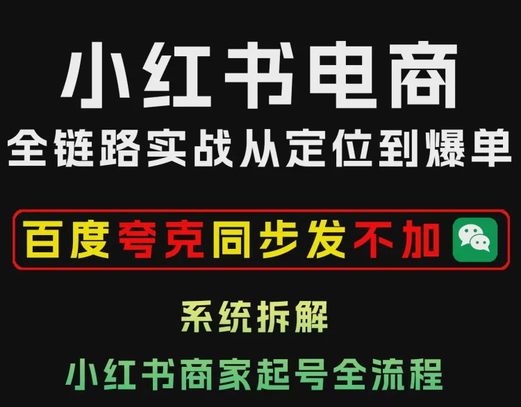 <小红xhs书电商全链路实战>系统拆解商家从定位到爆单的起号完整流程-大白白资源库