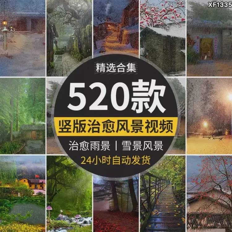 <竖版竖屏下雨雪景>清新自然风景打造治愈系直播背景视频素材-大白白资源库
