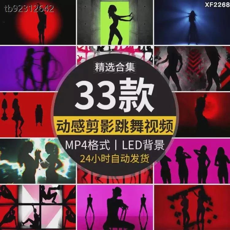 <动感跳舞女子剪影与炫酷节奏>:酒吧KTV适用动态LED背景视频素材-大白白资源库