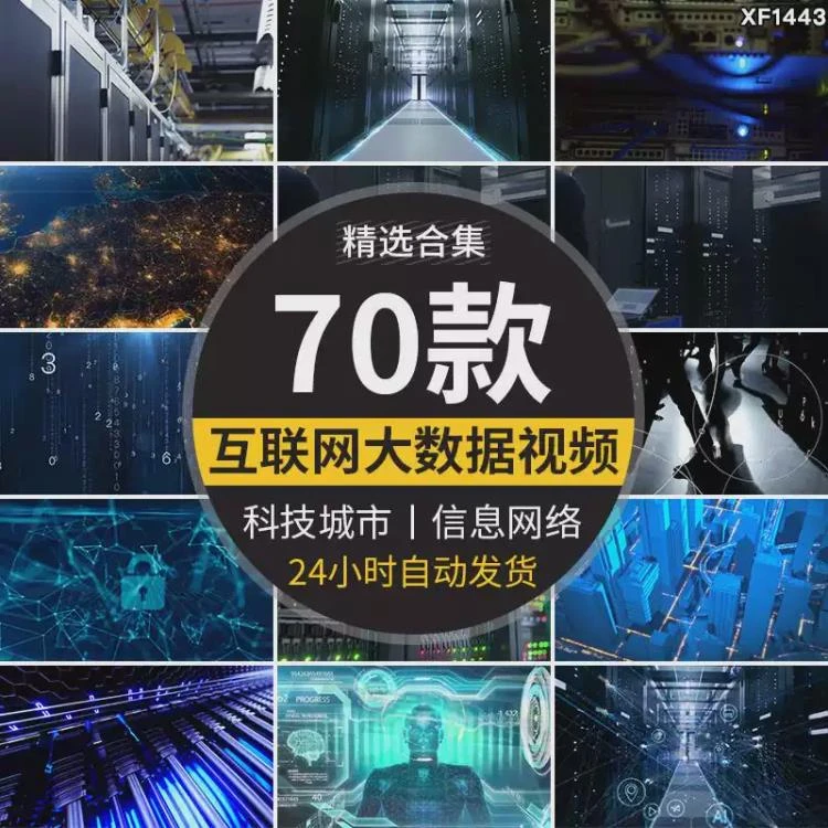 <互联网大数据与云计算服务器>：科技城市数字线条下的网络时代视频素材-大白白资源库