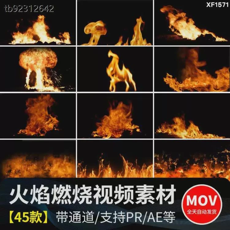 <熊熊火焰、火苗、火花、篝火燃烧效果>pr/ae适用的带透明通道视频素材集锦-大白白资源库