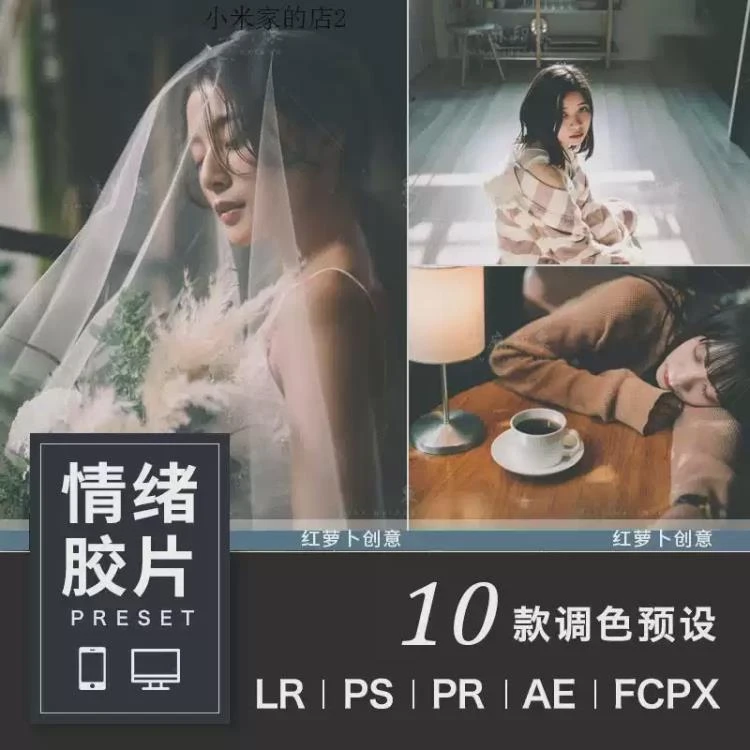 <日系情绪胶片婚礼人像调色> LR预设与LUT，适配手机APP、PR/FCPX/达芬奇/PS-大白白资源库