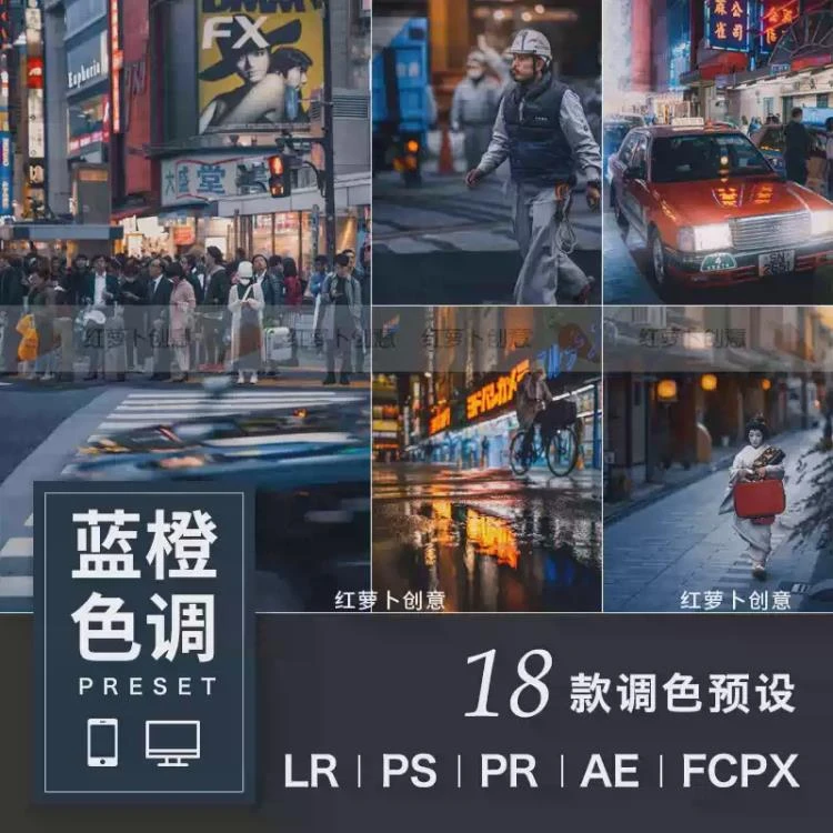 <Lr蓝橙色调调色滤镜>:适用于FCPX、达芬奇、Pr的电脑与手机调色luts方案-大白白资源库