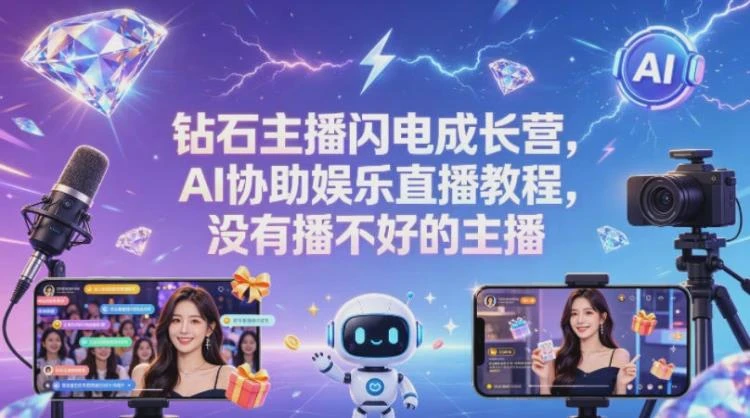 <钻石主播闪电成长营与AI协助教程>:助力娱乐主播提升技能,实现优质直播-大白白资源库