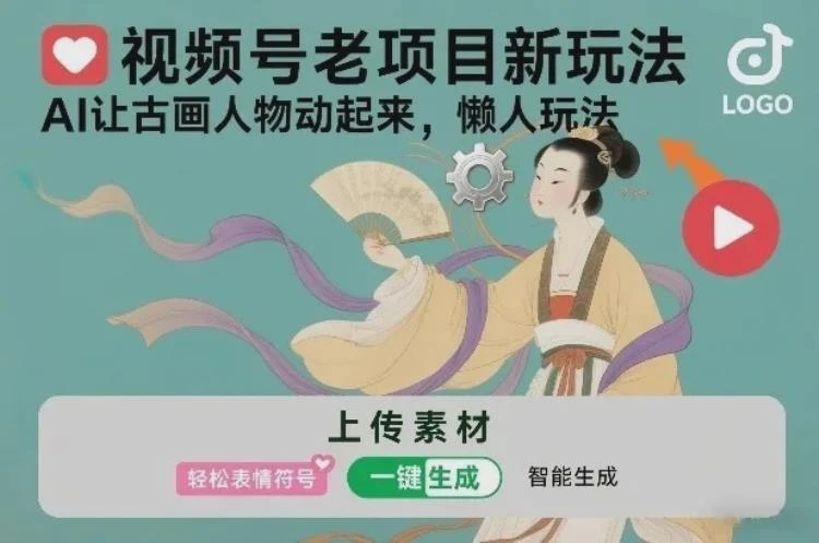 <视频号AI新玩法>：让古画人物动起来，轻松掌握懒人操作附详细教程-大白白资源库