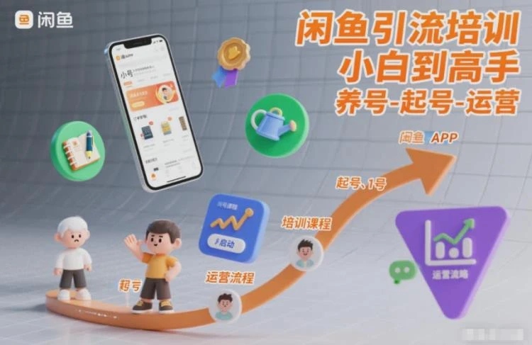 闲鱼引流培训,小白到高手,养号-起号-运营-大白白资源库