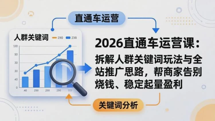 <2026直通车运营课>:人群关键词拆解与全站推广,助商家告别烧钱实现稳定盈利-大白白资源库