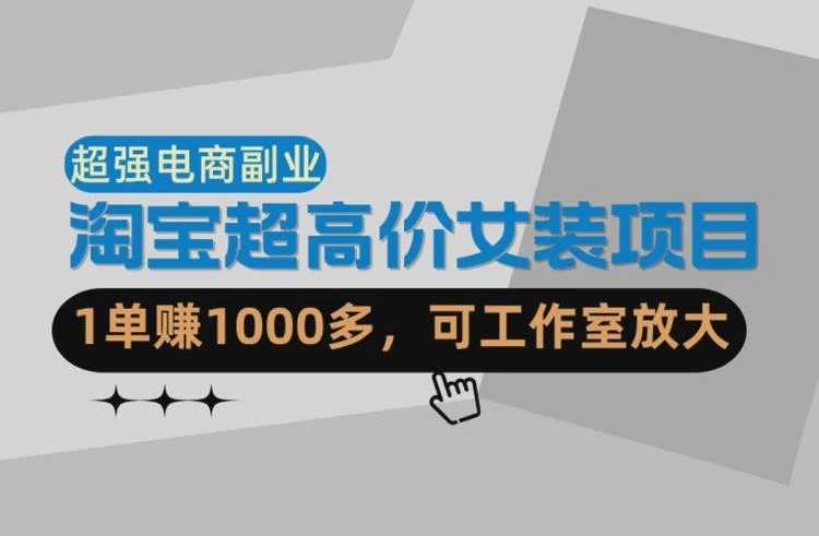 <淘宝超高价女装项目解析>:单笔利润超千元,适合工作室模式扩展(含52节课程)-大白白资源库