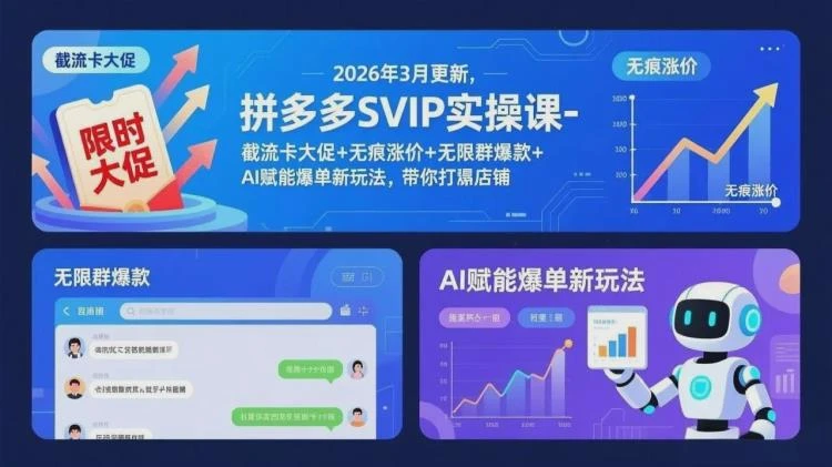 <拼多多SVIP实操课核心玩法>26年3月截流卡促+无痕涨+无限群+AI赋能爆单新策略-大白白资源库