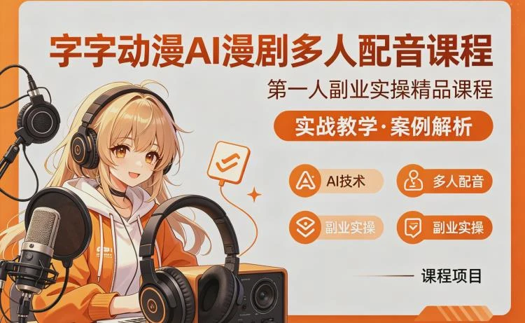 <AI漫剧多人配音与制作全流程>:零基础学多角色配音,掌握从分镜到导出技巧-大白白资源库