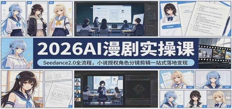 <Seedance2.0全流程><AI漫剧实操课>:小说授权至角色分镜剪辑的一站式变现指南-大白白资源库