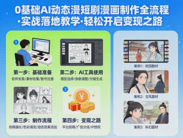 <AI动态漫短剧漫画制作全流程>0基础实战教学，掌握技巧，开启漫画创作变现新途径-大白白资源库