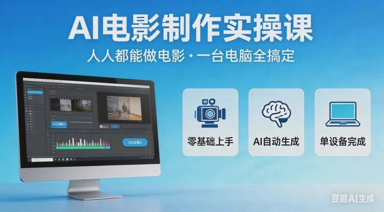 <AI电影制作实操课>：借助一台电脑，普通人也能轻松掌握电影制作技巧-大白白资源库