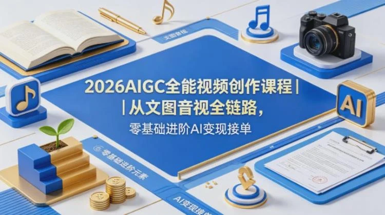 <2026AIGC全能视频创作课>：8周掌握多赛道创作变现，零基础高效出片接单指南-大白白资源库