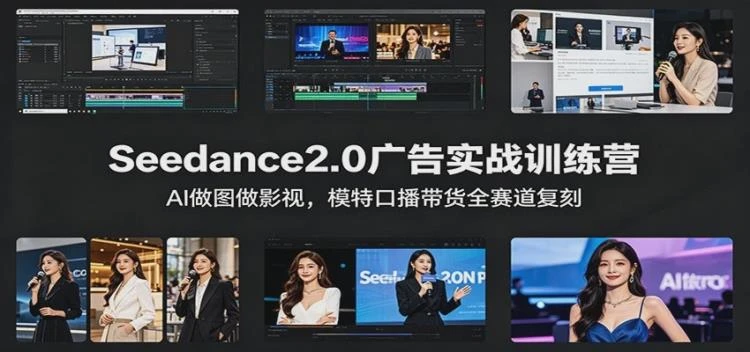 <Seedance2.0广告实战训练营>：AI助力图影制作与模特口播带货全流程复刻-大白白资源库