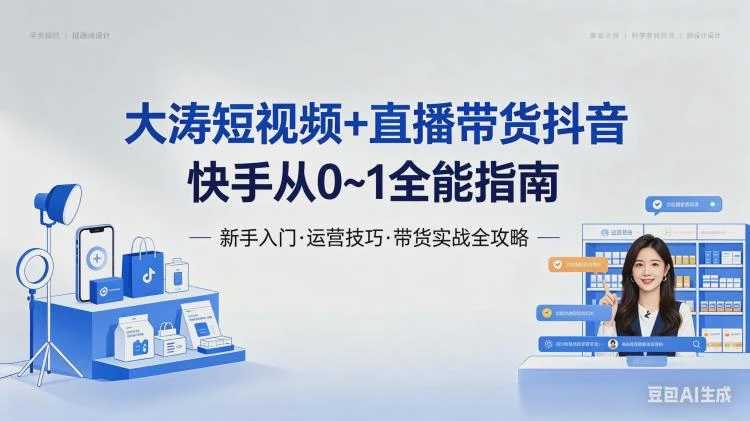 <大涛短视频+直播带货教学>:VIP陪跑,全平台起号选品实拍剪辑投放变现全攻略-大白白资源库