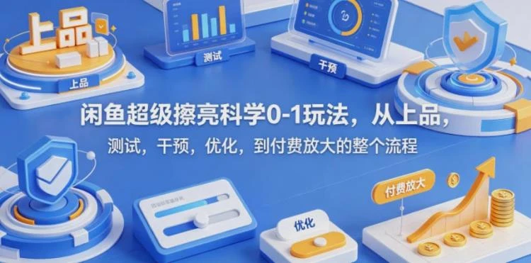 <闲鱼超级擦亮科学玩法>:上品、测试、干预、优化及付费放大的全流程解析-大白白资源库