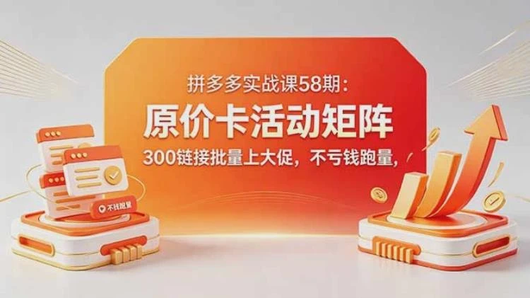 <拼多多原价卡活动矩阵>实战课:批量上活动不亏钱,达成活动与直通车投产双赢-大白白资源库
