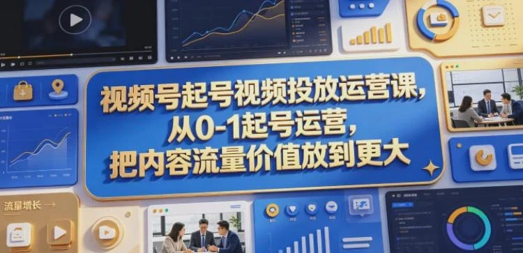 <视频号起号与投放运营>：从0到1掌握技巧，实现内容流量价值最大化-大白白资源库