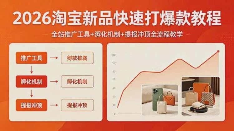 <2026淘宝新品打爆款全流程>全站推广工具、孵化机制及提报冲顶教学解析-大白白资源库