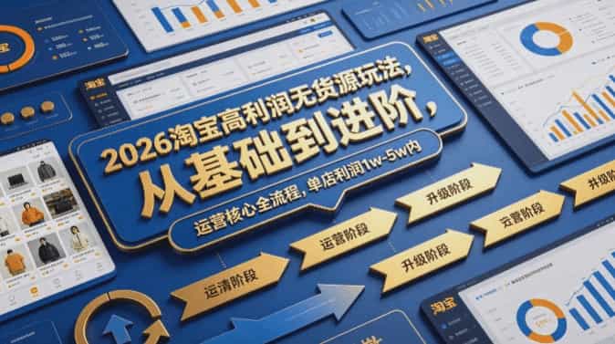 <2026淘宝高利润无货源玩法>从基础到进阶，解析运营核心，助你实现单店1w-5w利润-大白白资源库