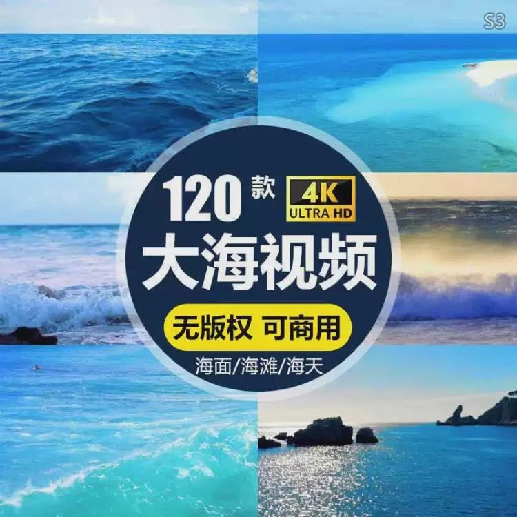 <实拍大海4K高清视频素材>包含海洋海浪海滩风景，适用于商业商用MP4剪辑-大白白资源库